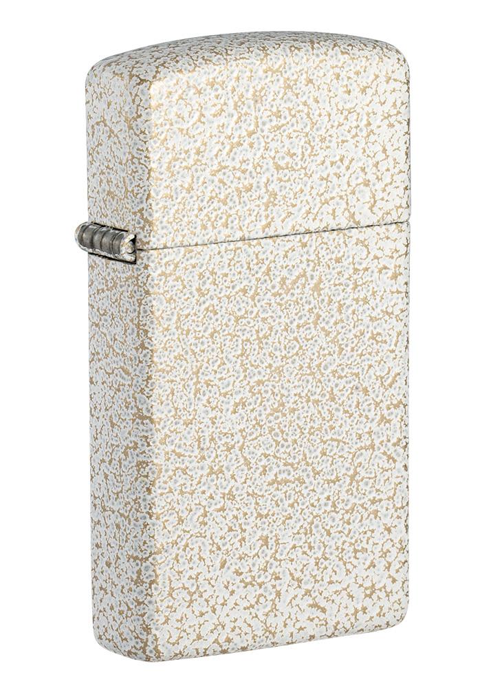 Front shot of Slim Mercury Glass Windproof Lighter standing at a a 3/4 angle